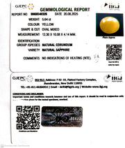 5.64/CT Natural Yellow Sapphire With Govt Lab Certificate (1221)